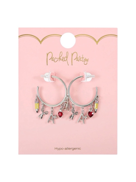 Packed Party Jewelry - Packed Party Teacher Back To School Charm Hoop Earrings - NWT